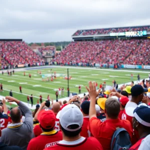Fans cheering at the Magic City Classic football game