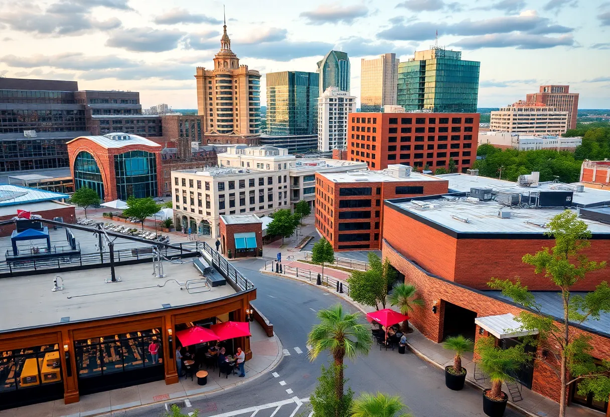 Cityscape depicting new businesses in Birmingham, Alabama