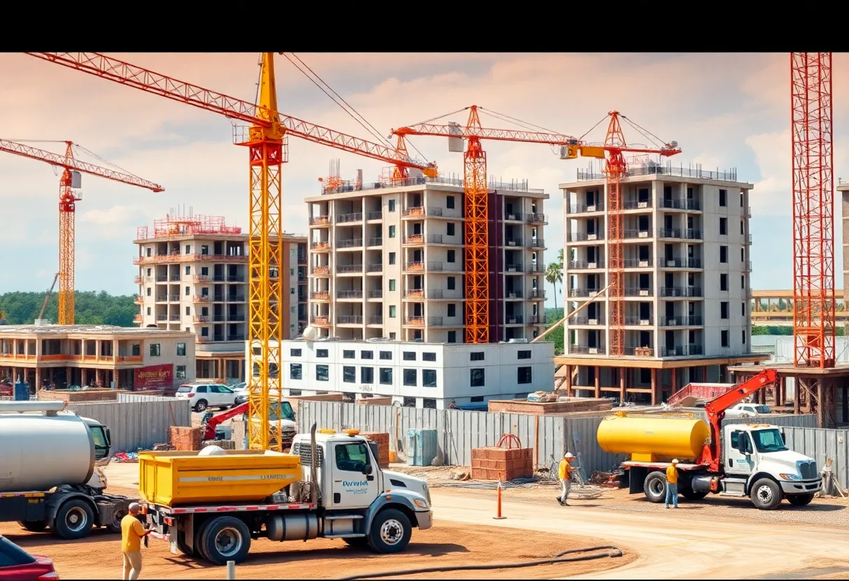 Construction workers at a building site in Alabama