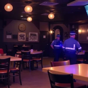 Empty bar scene reflecting the aftermath of a tragic shooting incident