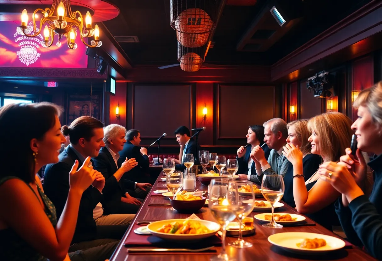 Guests enjoying a dining experience with live music at Perfect Note.