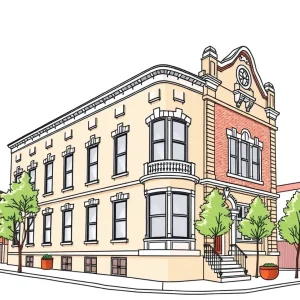 Artist representation of the renovated Prince Hall Masonic Temple in Birmingham