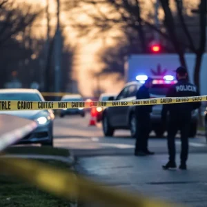 Police investigation scene with caution tape in Lipscomb