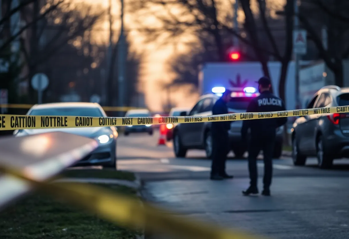 Police investigation scene with caution tape in Lipscomb