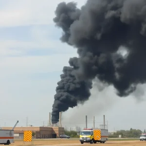 Black smoke rising from Smitty's Supply plant after explosion