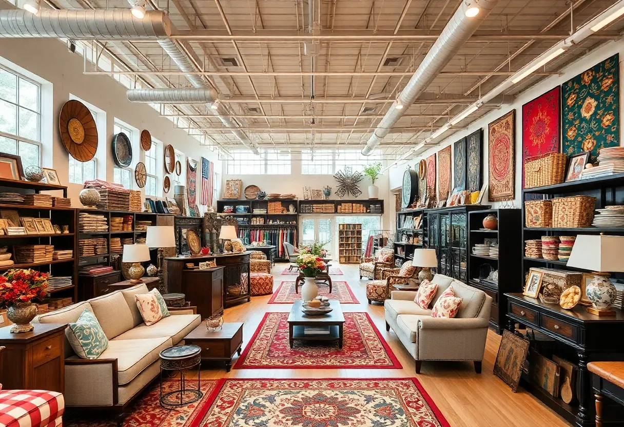 Interior view of Southeastern Salvage store with home decor items.