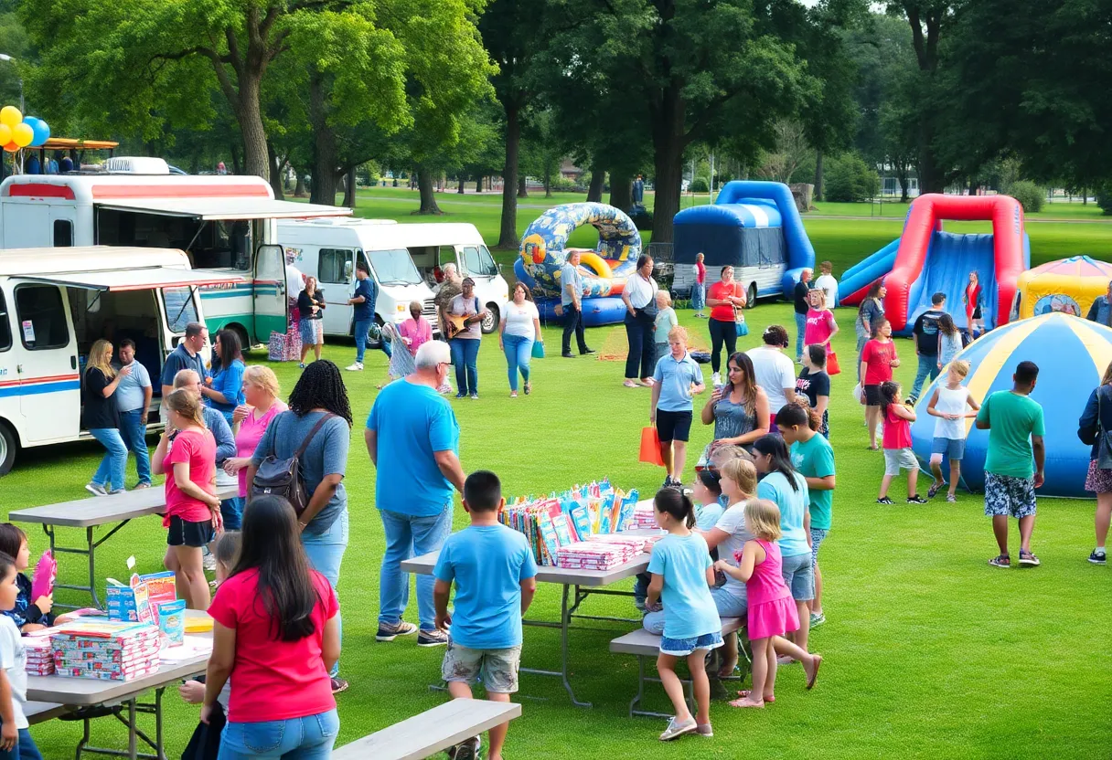 Families enjoying the Tools for School event at Linn Park
