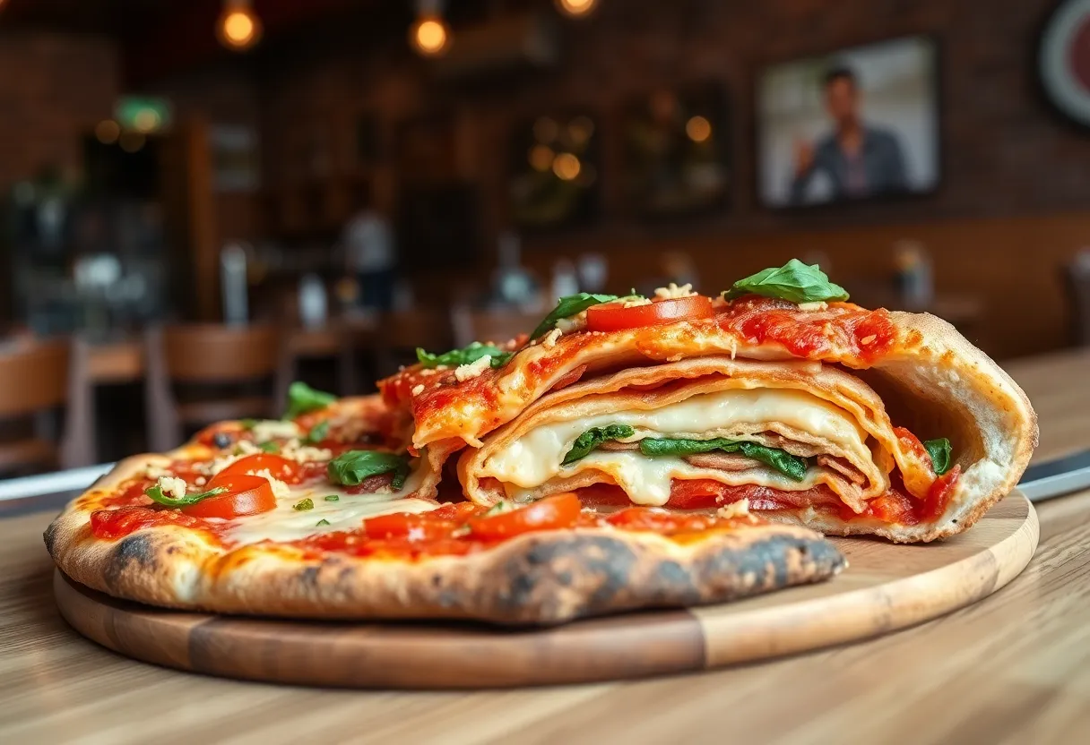 Delicious stuffed pizza from Tortugas