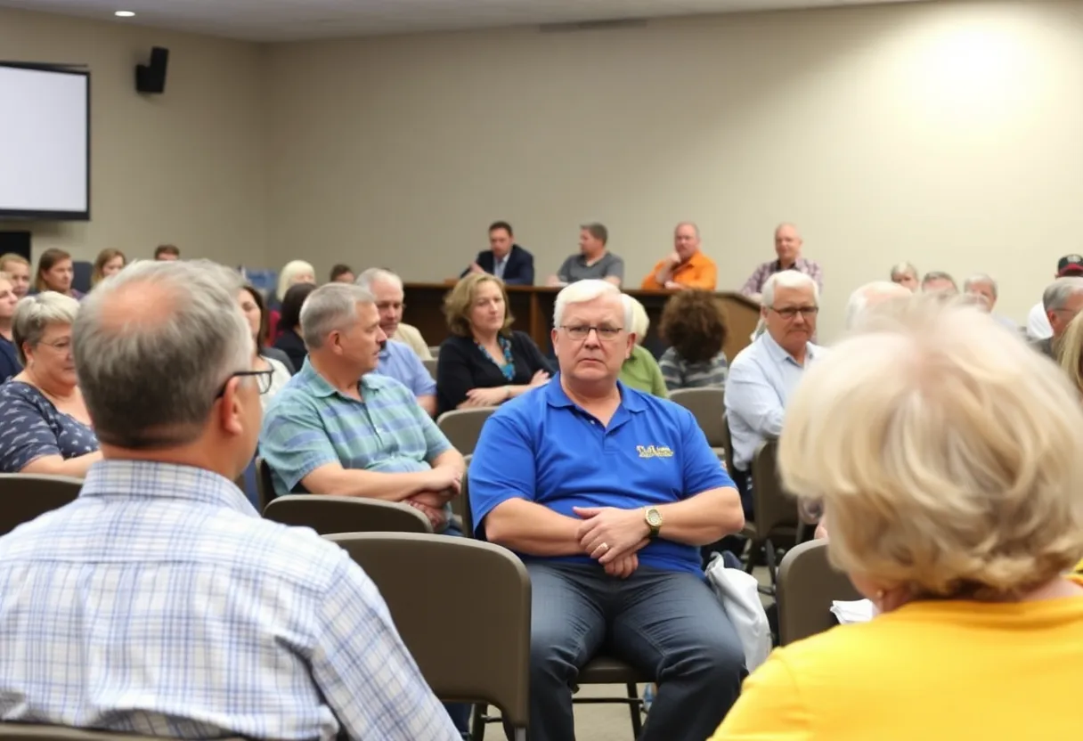 Residents at a Trussville community meeting discussing landfill concerns
