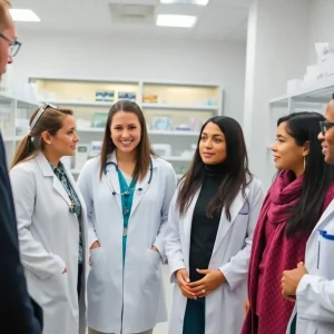 Medical professionals collaborating on healthcare research at UAB