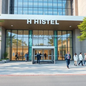 UAB Hospital building showing entrance and patients