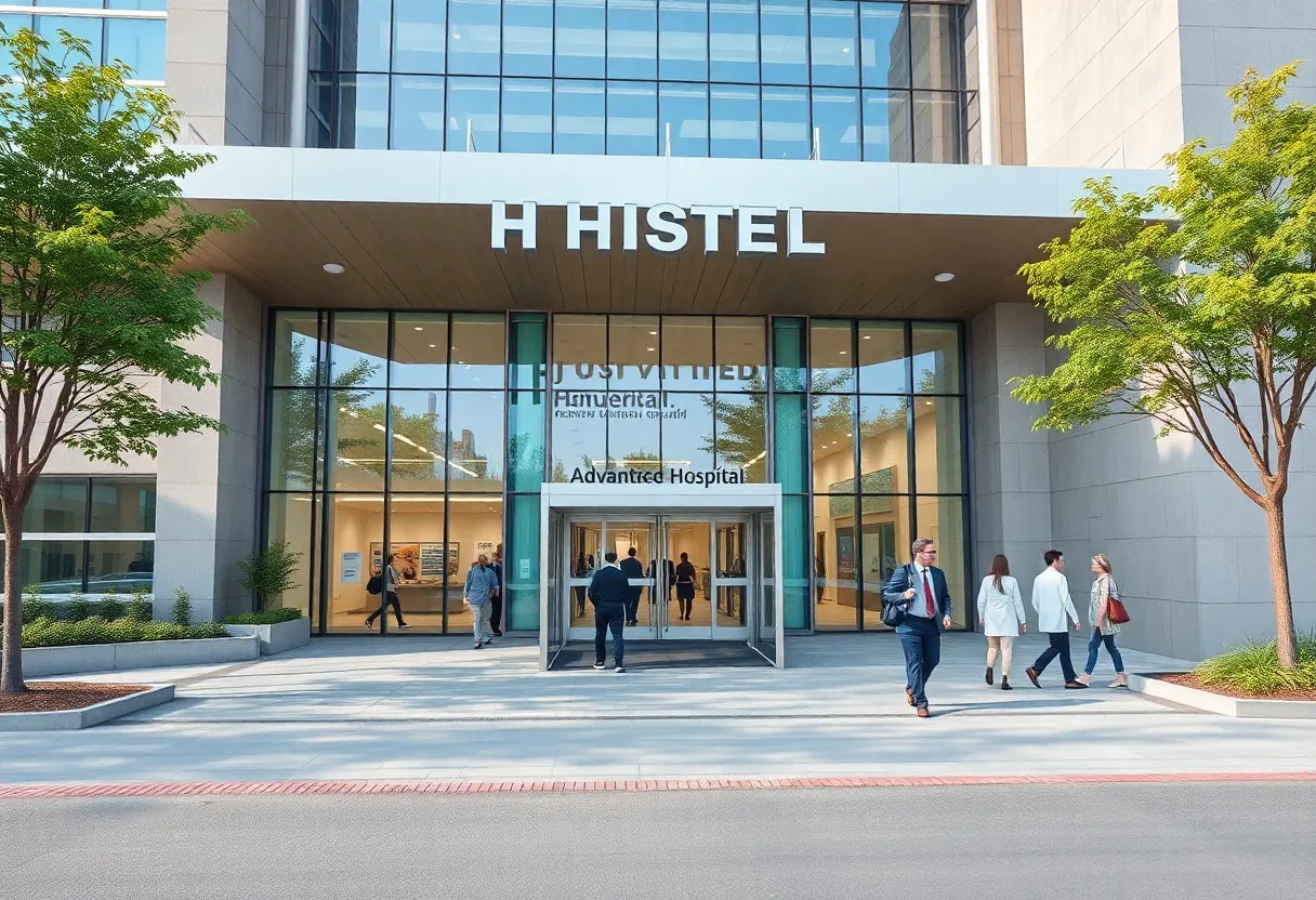 UAB Hospital building showing entrance and patients