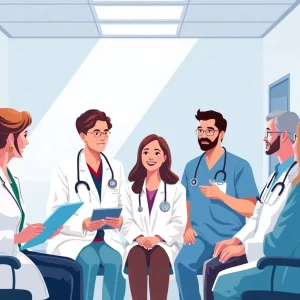 Medical professionals collaborating on healthcare solutions