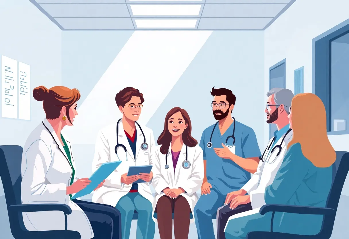 Medical professionals collaborating on healthcare solutions