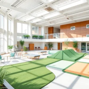 A view of the new UAB Medicine Rehabilitation Pavilion showcasing its modern architecture.