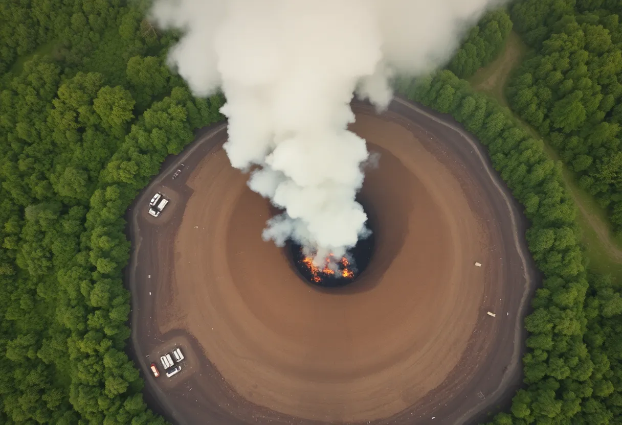 Smoke rising from Big Sky Environmental Landfill in Adamsville