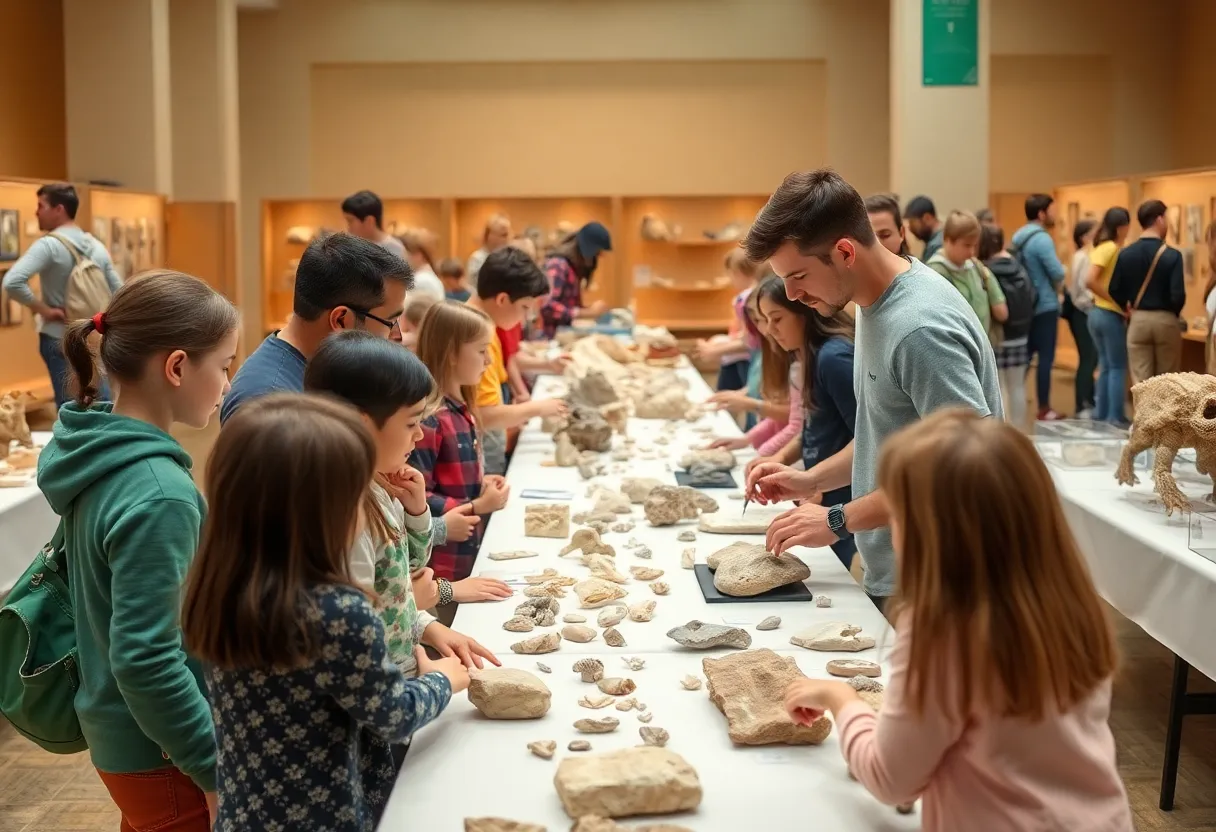 Families enjoying activities at the Alabama Fossil Fest in Tuscaloosa