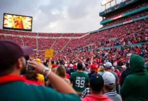 Fans cheering at the Alabama State Hornets vs. Alabama A&M Bulldogs game