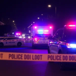 Police investigation scene in Bessemer at night