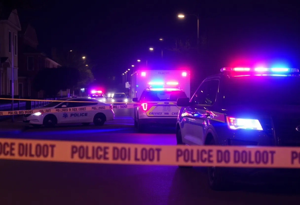 Police investigation scene in Bessemer at night