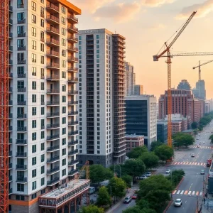 New apartment buildings under construction in Birmingham, Alabama