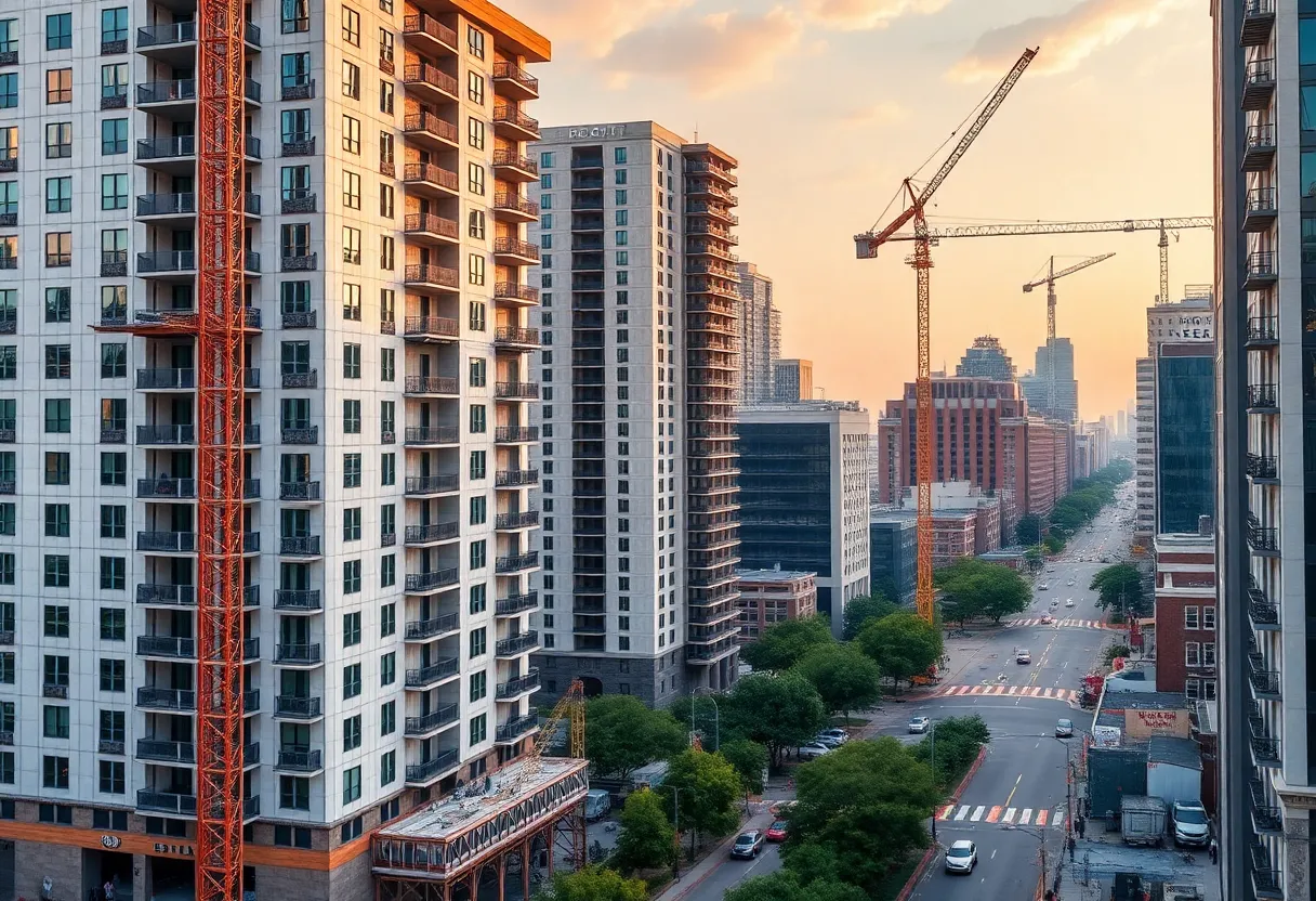 New apartment buildings under construction in Birmingham, Alabama