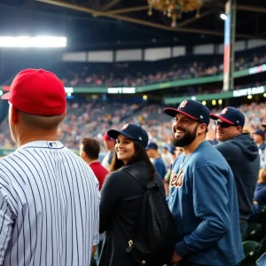 Cheering fans at Birmingham Barons baseball game