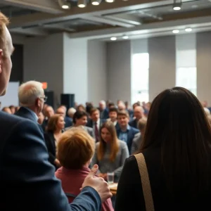 Candidates in a forum discussing local issues with constituents