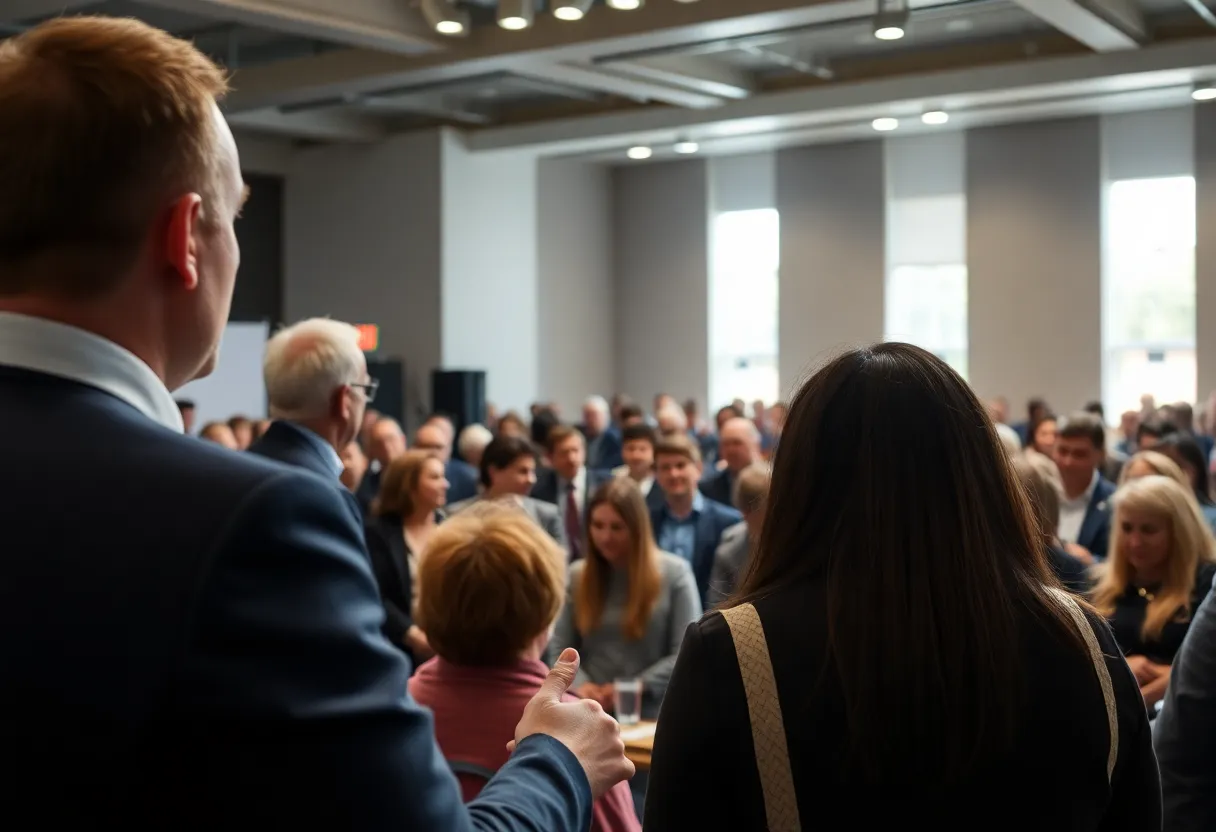 Candidates in a forum discussing local issues with constituents