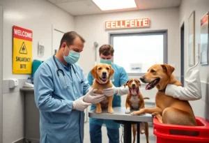 Veterinarian providing emergency care to a pet in Birmingham