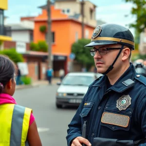 Birmingham police officer at a community event promoting safety