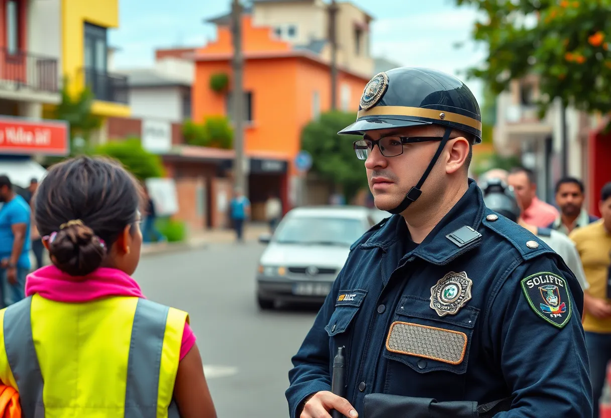 Birmingham police officer at a community event promoting safety