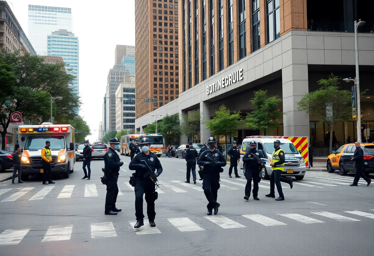 Scene of Birmingham Police headquarters with tactical response