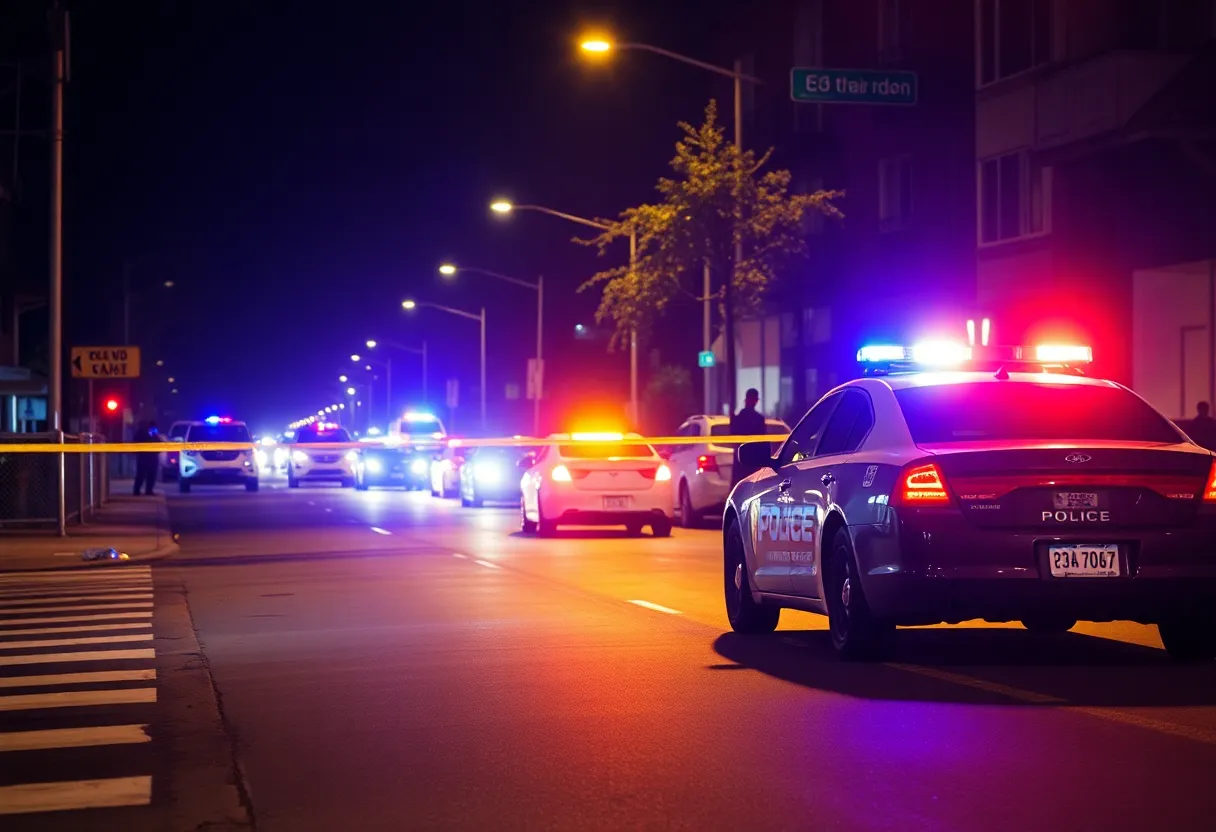 Police investigate a shooting scene in Birmingham, Alabama.