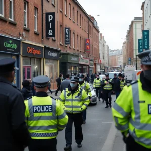Urban landscape of Birmingham showing community dynamics and law enforcement.