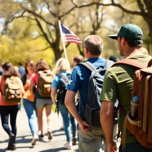 Participants marching for veteran suicide prevention
