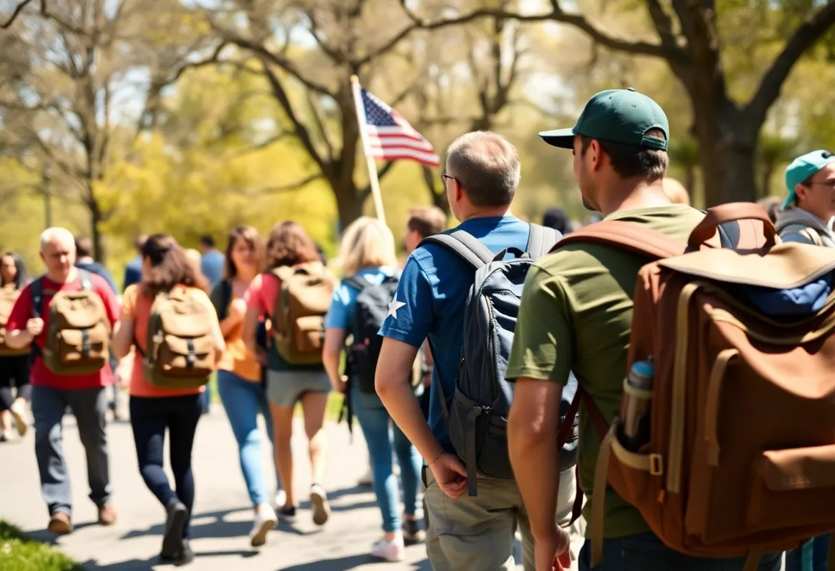 Participants marching for veteran suicide prevention