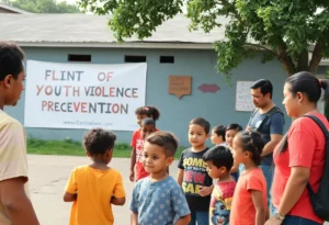 Community event promoting youth violence prevention