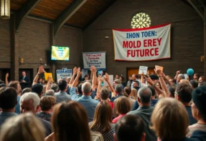 Community members celebrating the election of the new mayor in Tarrant.