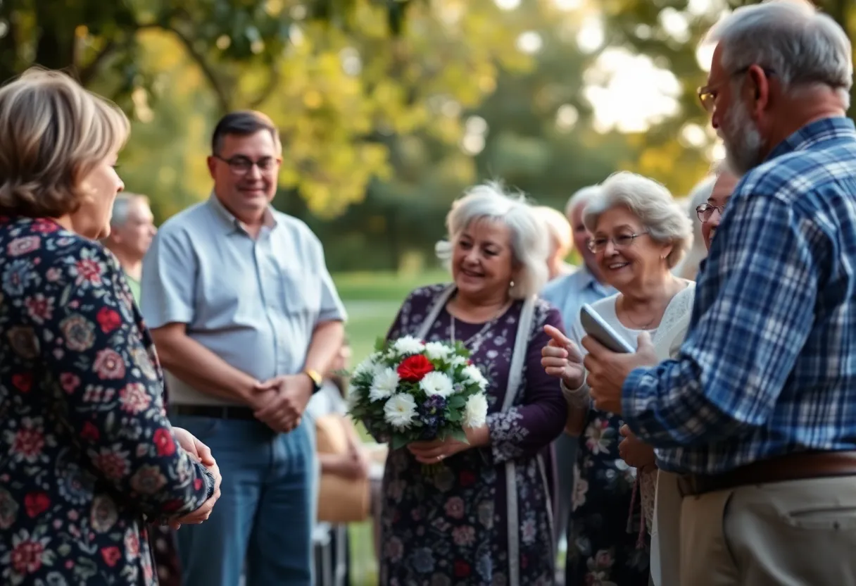 Family and friends gathering to celebrate John Montgomery Hogewood's life.
