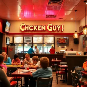 Families enjoying a meal at Chicken Guy! in Gardendale, Alabama.