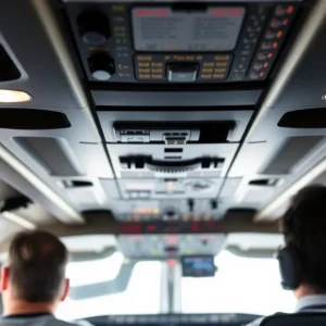 Cockpit of an aircraft showcasing safety equipment
