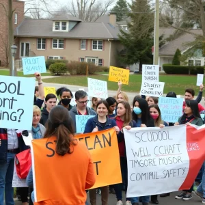 Community members rallying for student safety in Tuscumbia