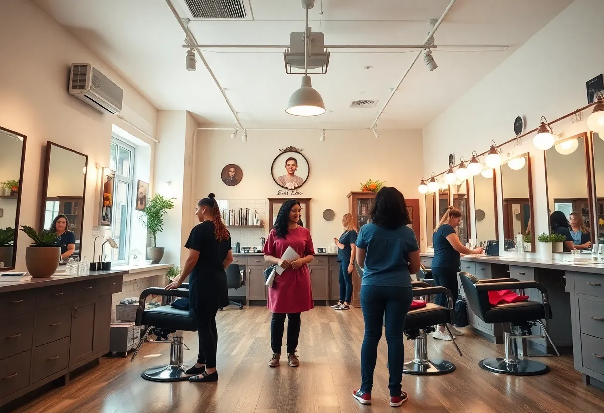 All-female barber team providing haircuts in a welcoming environment