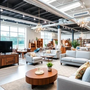 Interior of Flipsies Furniture's new location showcasing stylish furniture