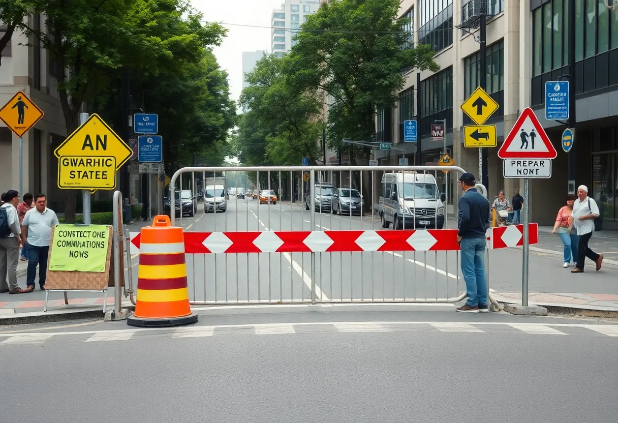 Installation of a gate on a public street near Vulcan Park in Birmingham