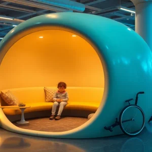KultureCity sensory pod providing a quiet space for sensory-sensitive individuals.