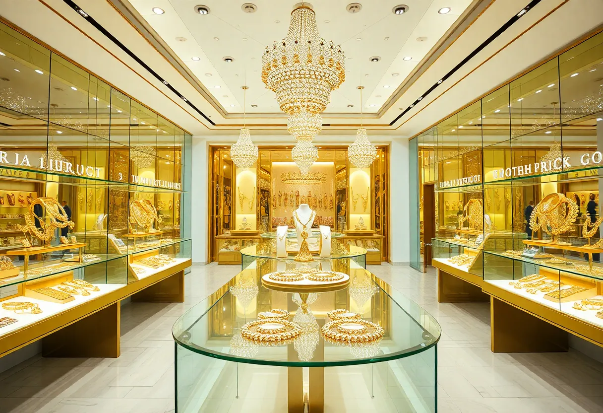 Interior view of Malabar Gold & Diamonds showroom in Birmingham