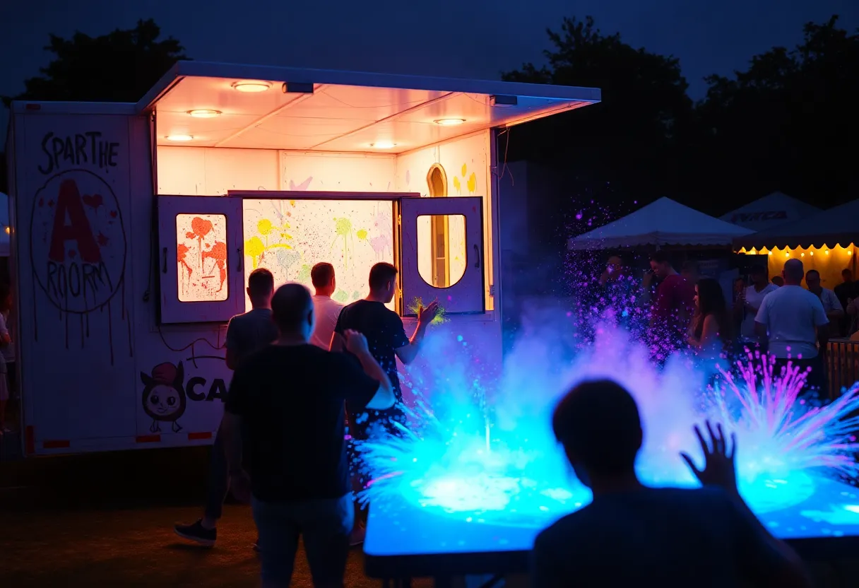 Guests enjoying the Mobile Splatter Room activities