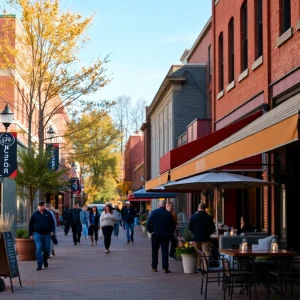 Exterior view of new restaurants in Birmingham with customers dining outside